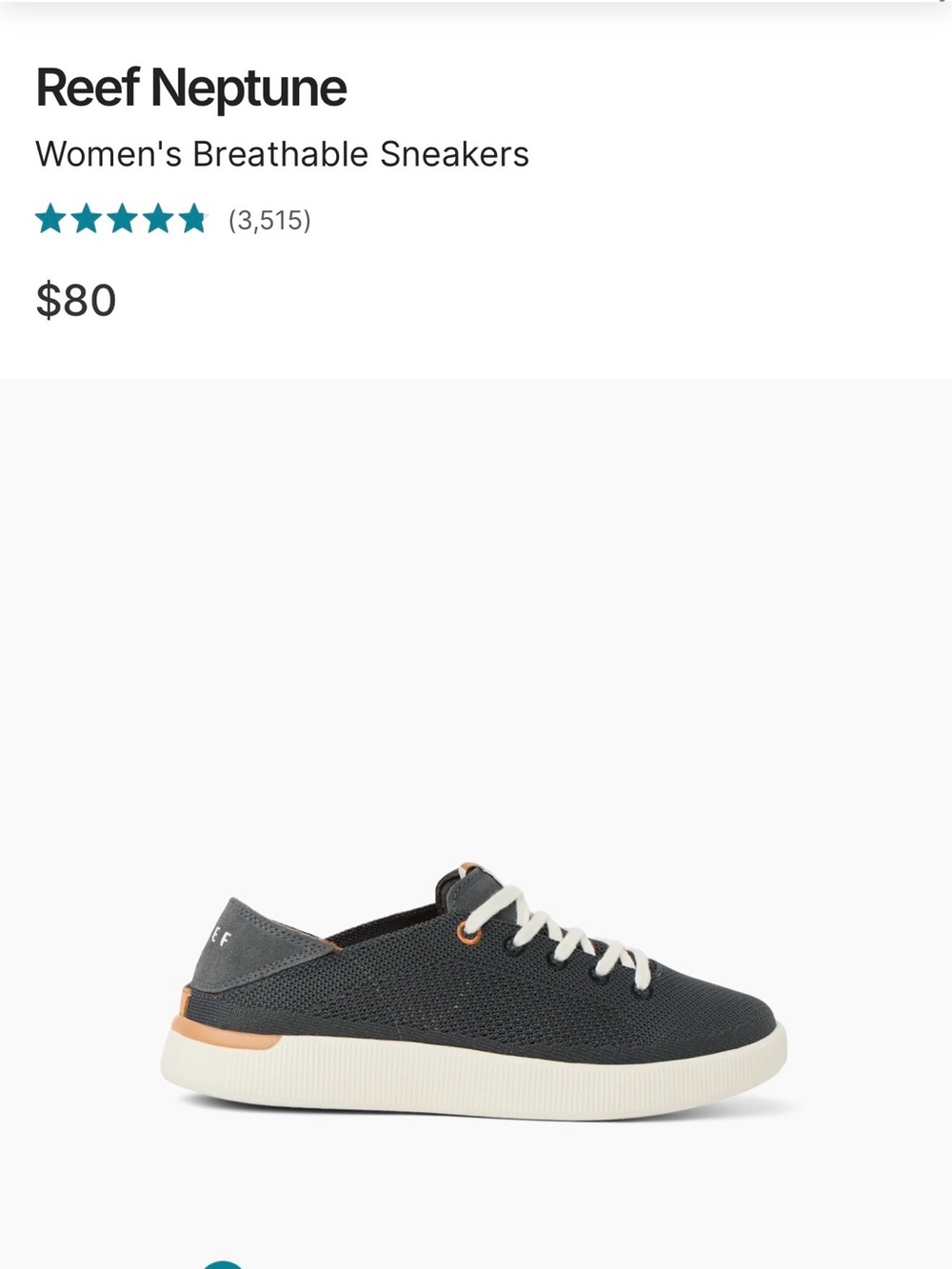 Reef Women's Charcoal Knit Sneakers with White Laces - Picture 6 of 6